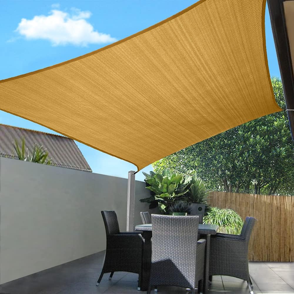 Sand Rectangle Sun Shade Sail 10'X13' UV Block Sunshade Awning A434393