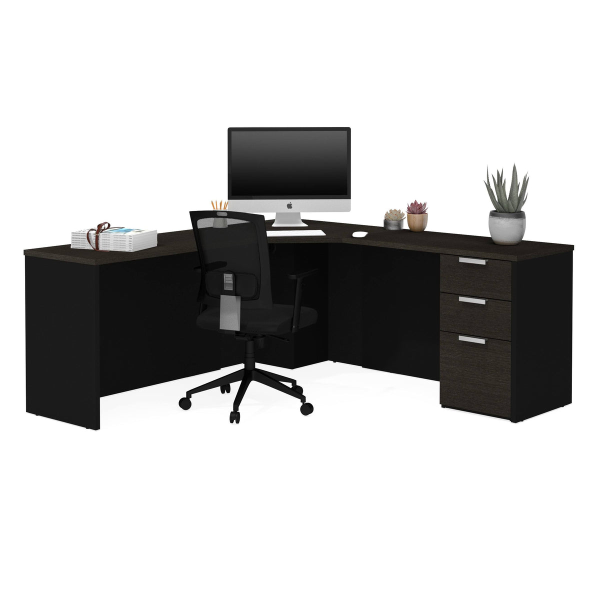 Deep Grey White Corner Desk B92475