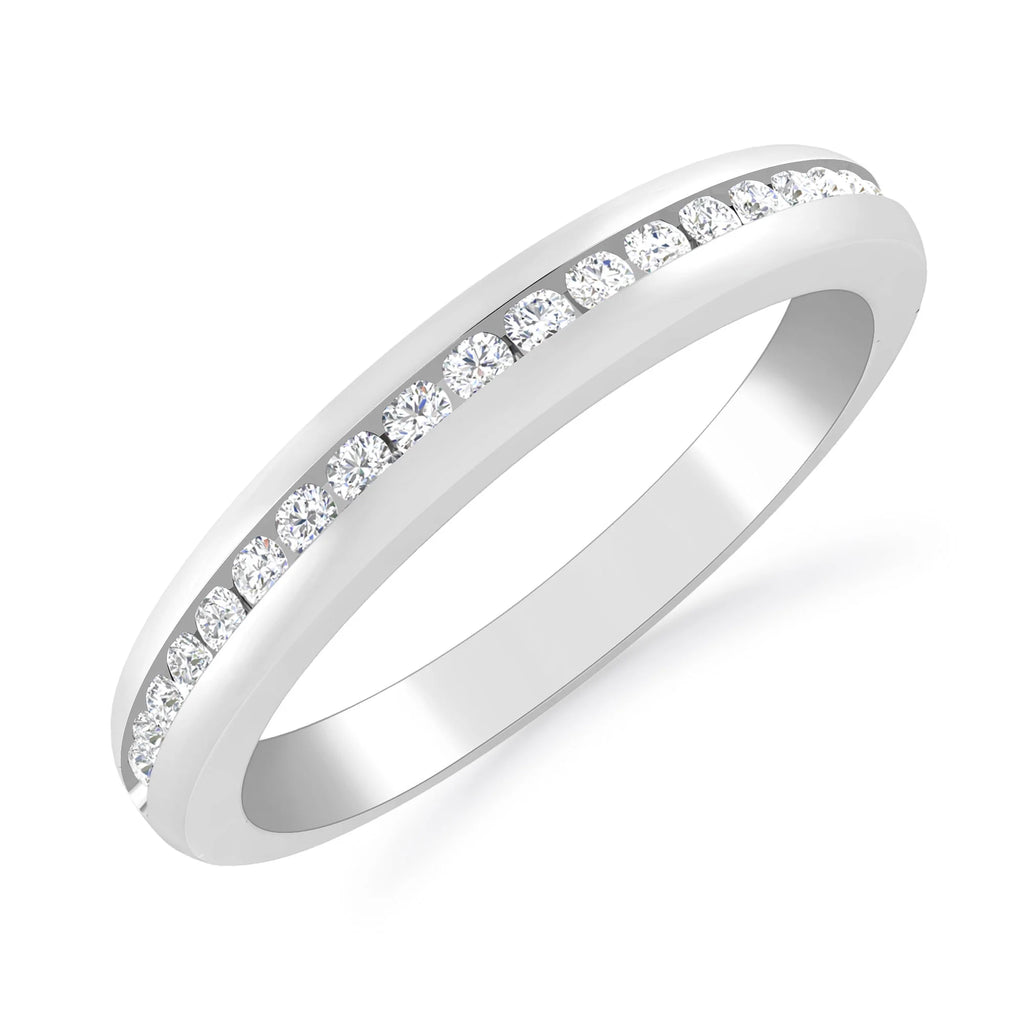 10K White Gold Round Diamond Stackable Band X9317