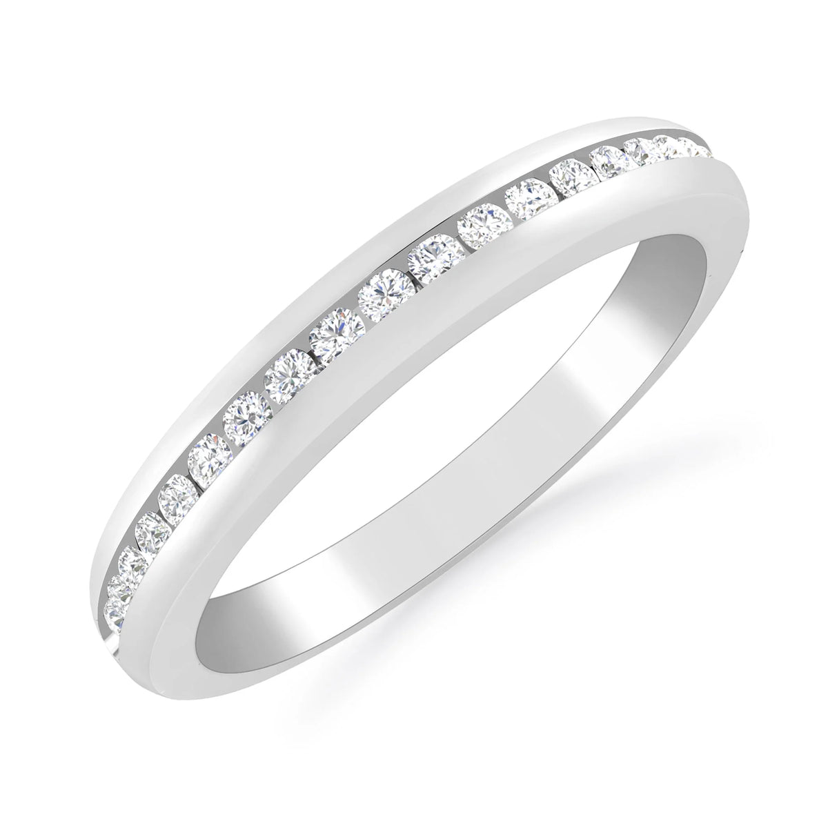 10K White Gold Round Diamond Stackable Band X9317