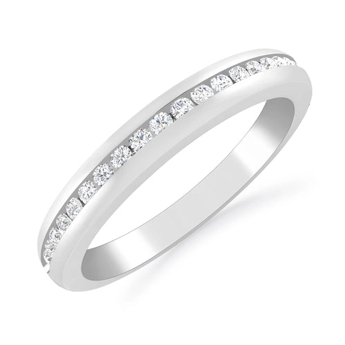 10K White Gold Round Diamond Stackable Band X9317