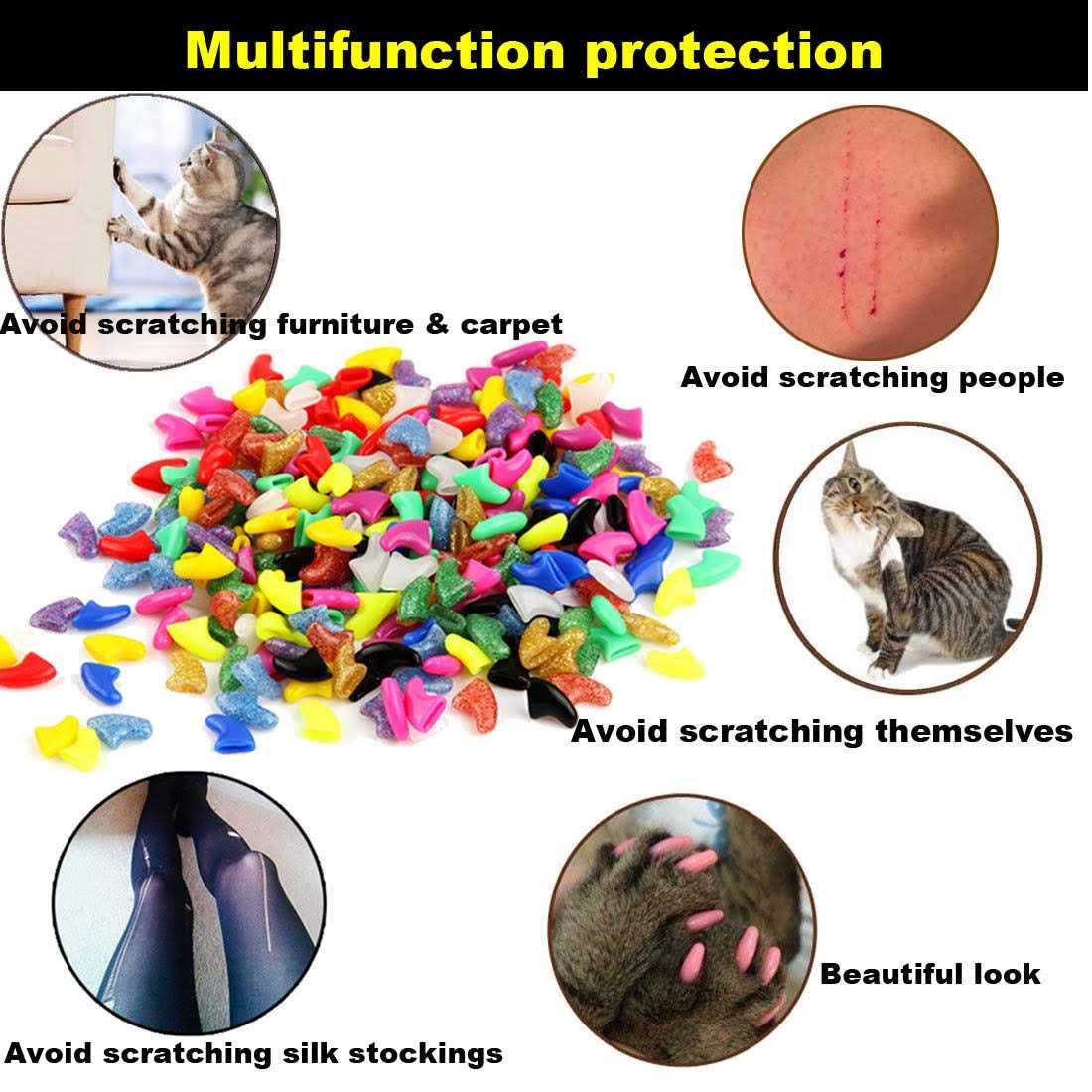 Cat Nail Caps with Glue and Applicators Medium L94972