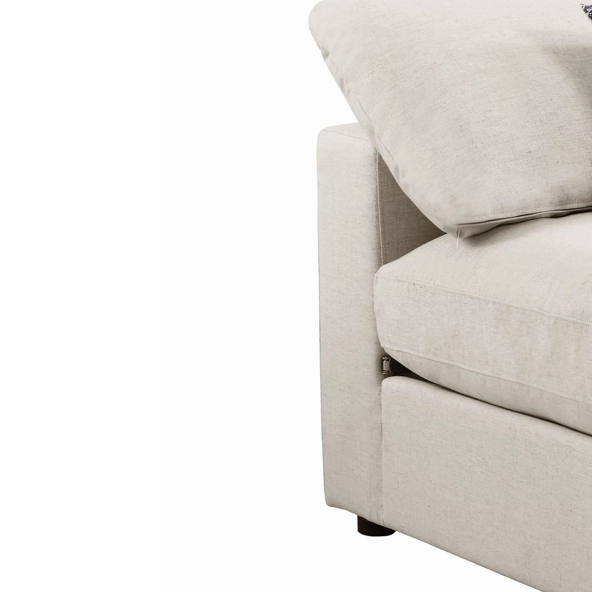 Beige Fabric Upholstered Wooden Armless Chair C7291