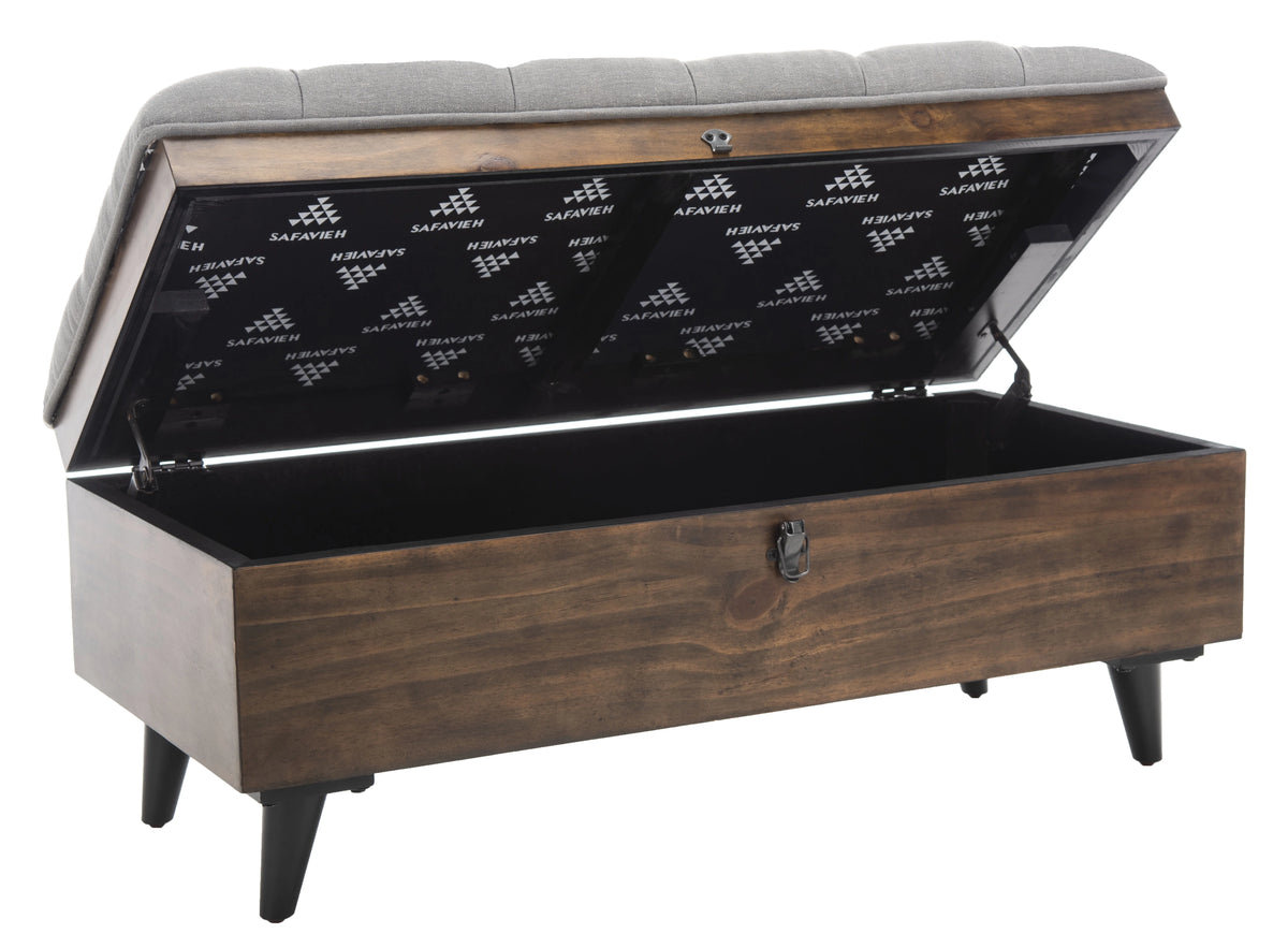 Grey Linen Storage Ottoman M178598
