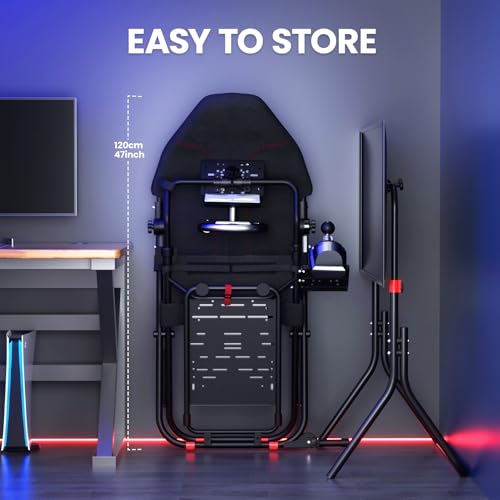 Foldable Racing Simulator Cockpit with TV Stand and Seat U29639