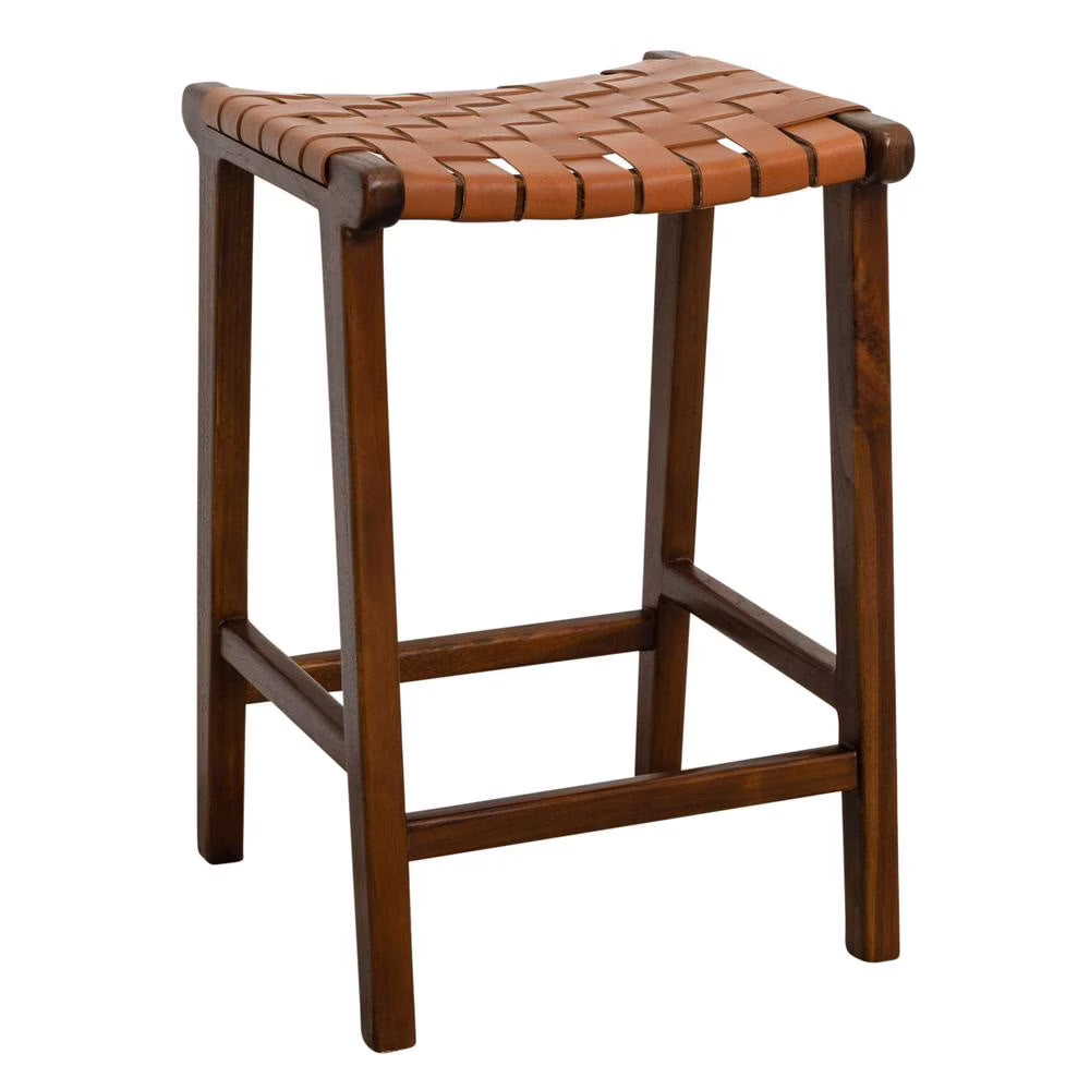 Tan Genuine Leather Counter Stool U25458