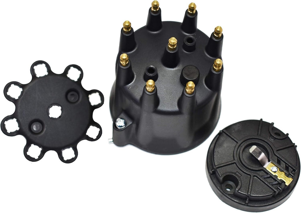 Black 8-Cylinder Distributor Cap and Rotor Kit X12617
