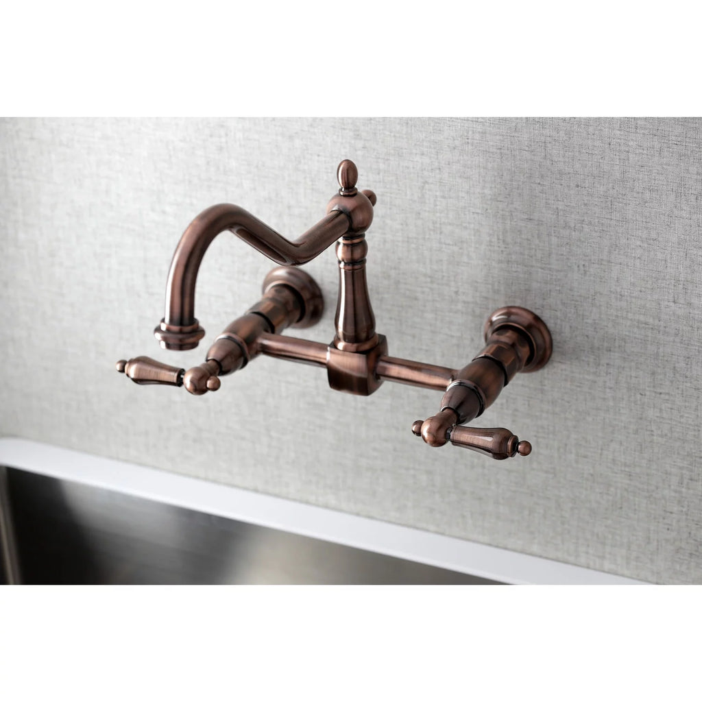 Antique Copper Wall Mount Bridge Kitchen Faucet Y415452