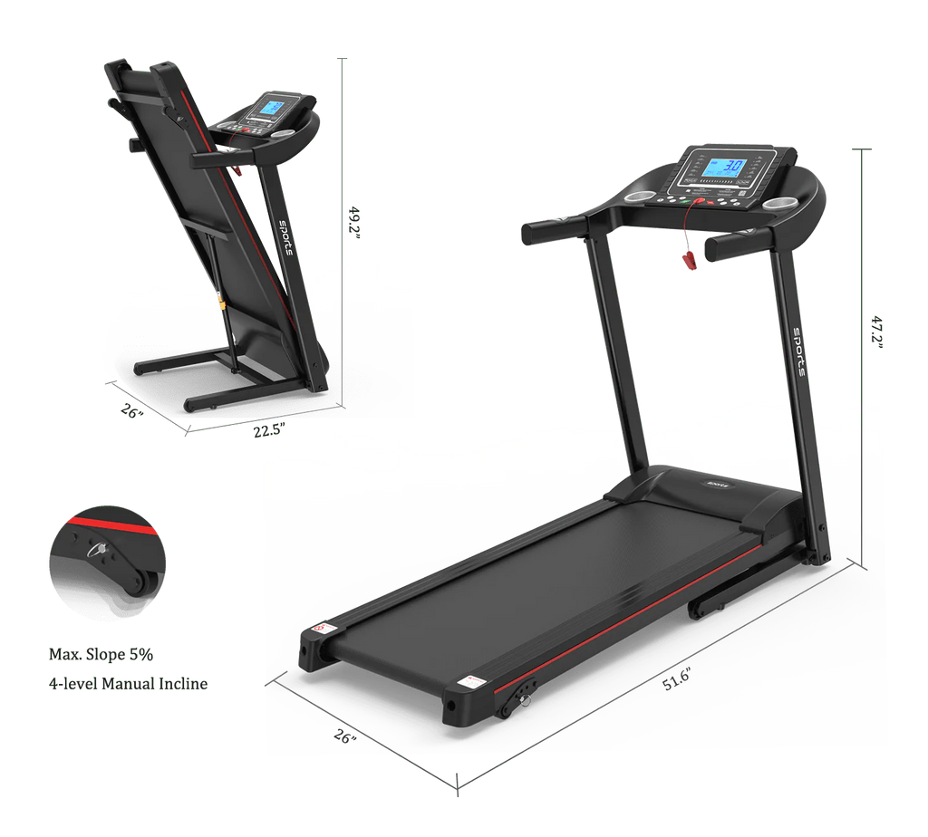 Foldable Treadmill 5 LCD Screen 250 lb Capacity with Bluetooth Z104854
