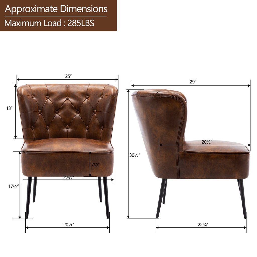 Yellowish Brown PU Tufted Accent Chair D254