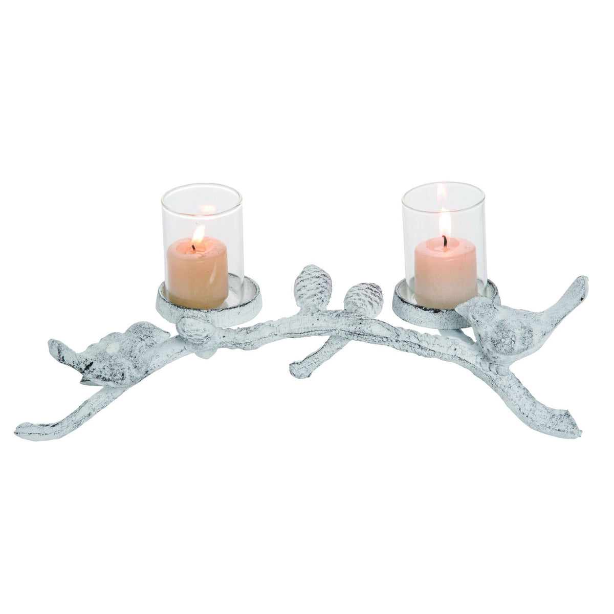 White and Clear Birds Christmas Candle Holder O4593