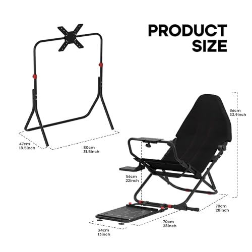 Foldable Racing Simulator Cockpit with TV Stand and Seat U29639