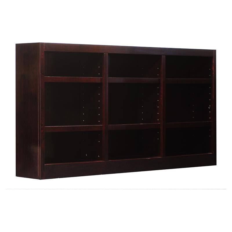 Cherry Wood 9-Shelf Triple Wide Bookcase F4227