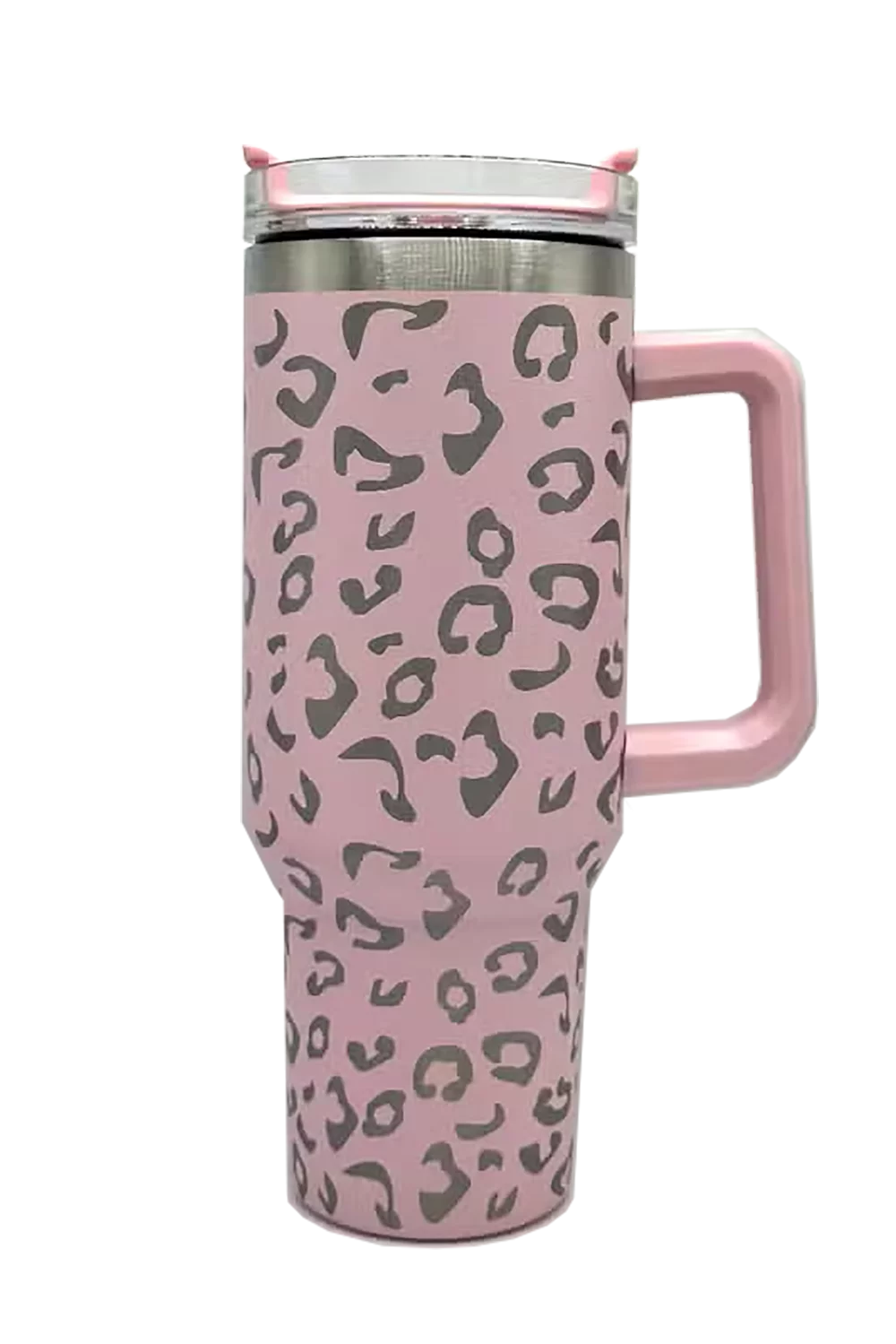 Light Pink Leopard Print 40 oz. Stainless Steel Tumbler With Handle O649