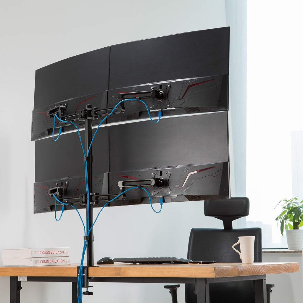 Quad Monitor Desk Stand with 4 Articulating Arms N8509