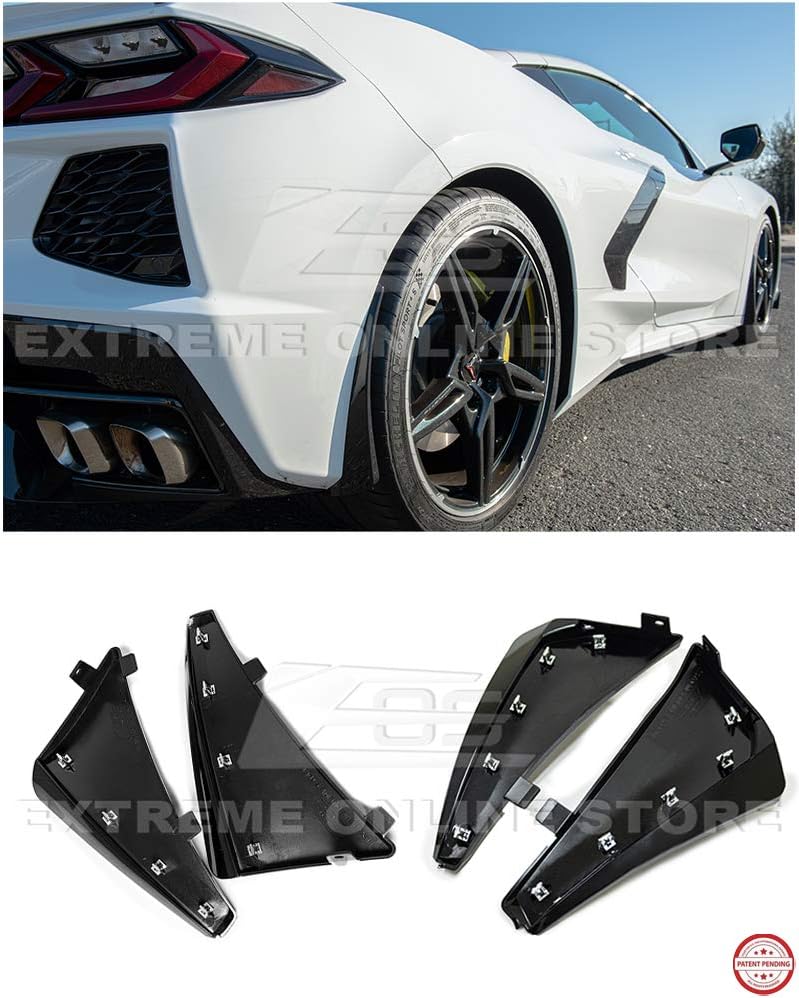 Carbon Flash Metallic Front & Rear Side Splash Guards Mud Flap Pair for Chevrolet Corvette C8 M192350