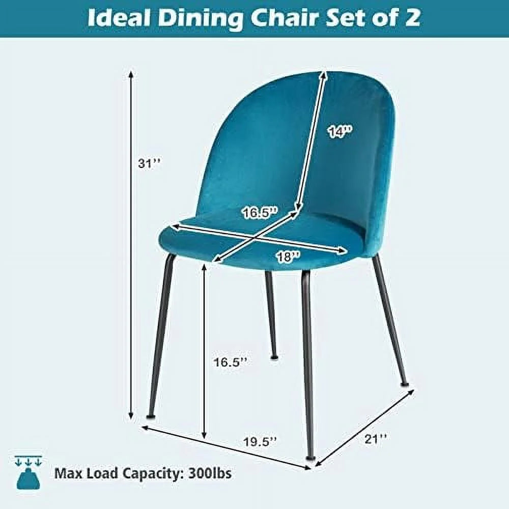 Blue Velvet Dining Chairs Set of 2 H77281