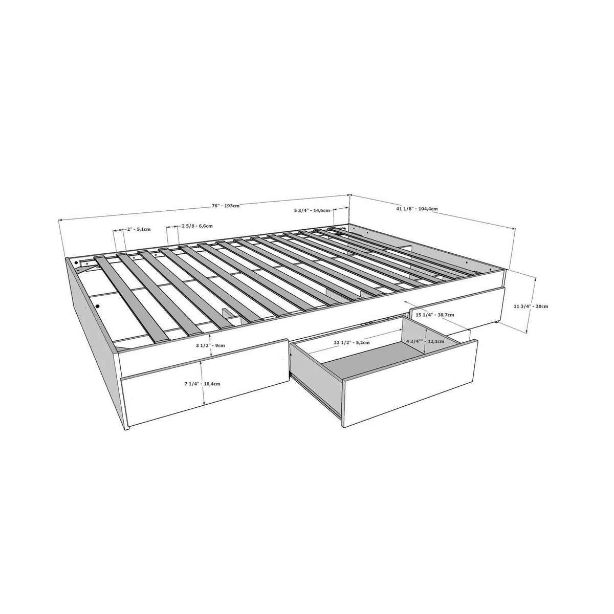 Twin Size Platform Bed Set Natural Maple White O5402