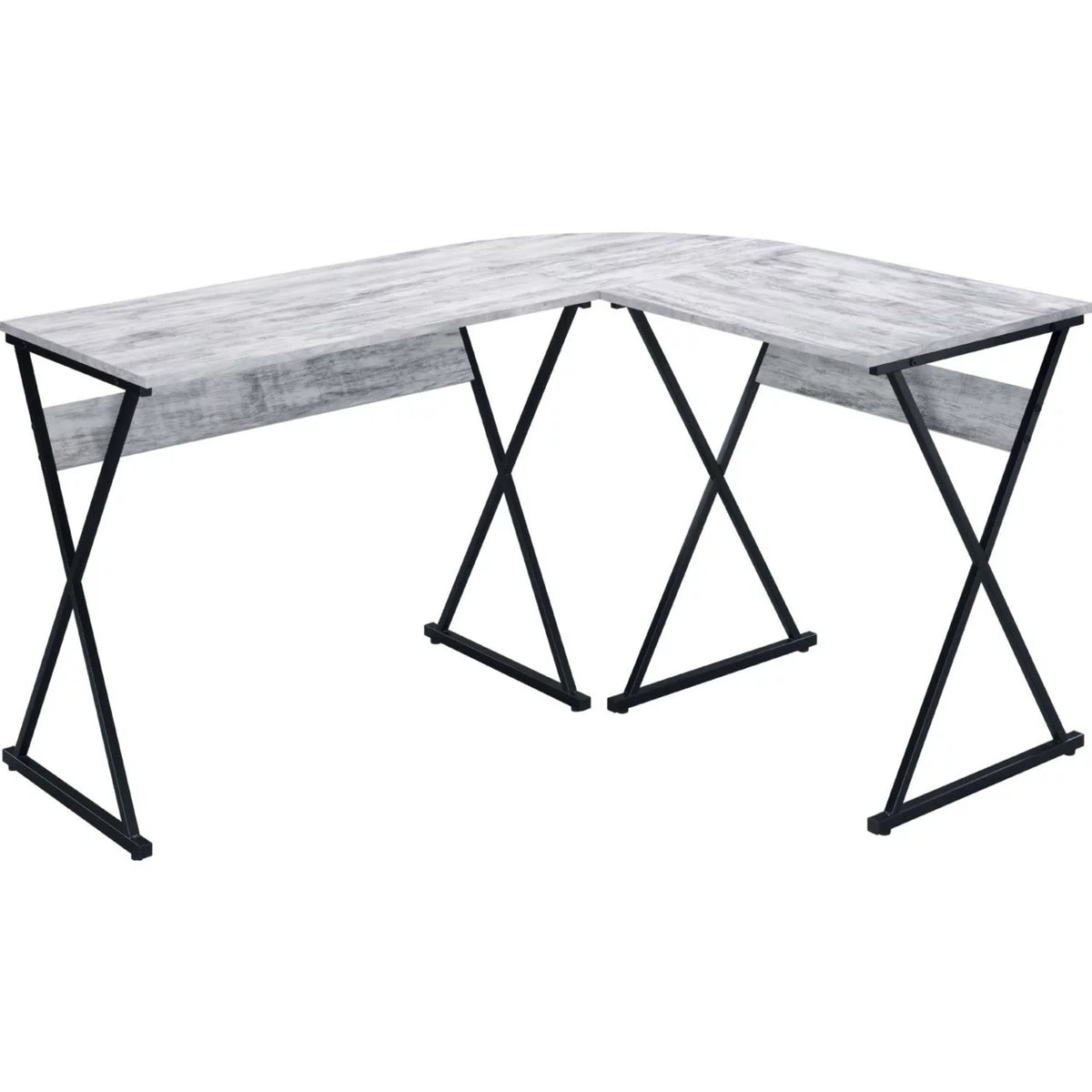 L Shape Antique White Writing Desk R150237