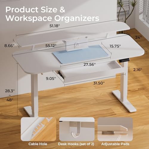 Black Electric Standing Desk with Drawers N857617