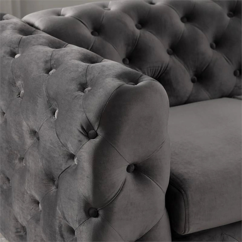 Dark Gray Fabric Tufted Chair M56936