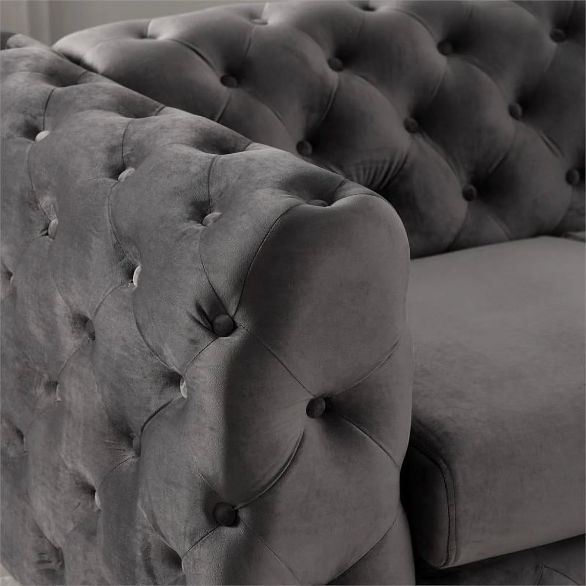 Dark Gray Fabric Tufted Chair M56936