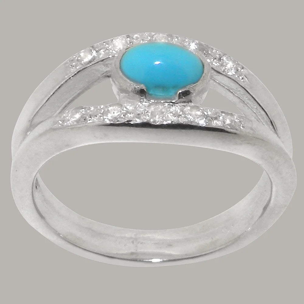 14k White Gold Turquoise Cubic Zirconia Womens Engagement Ring H281206