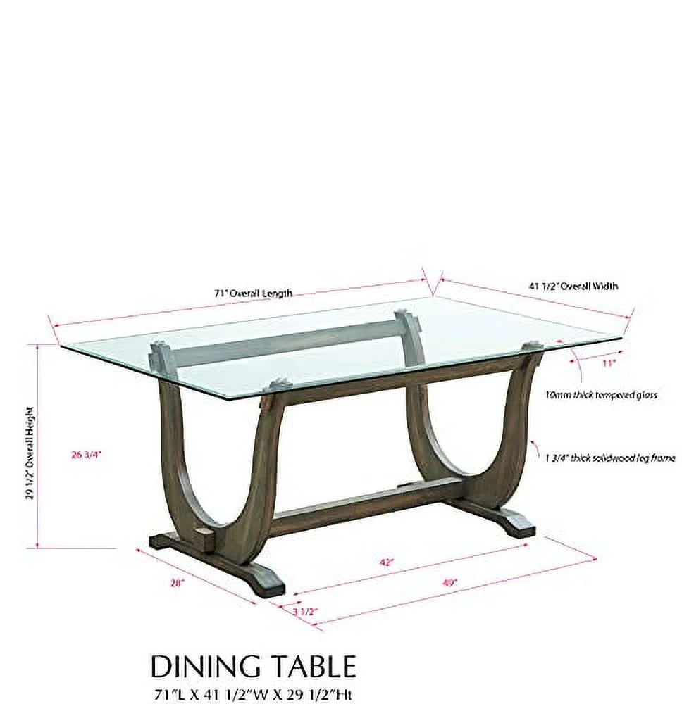7 Piece Glass Top Dining Set Table & 6 Chairs W7365