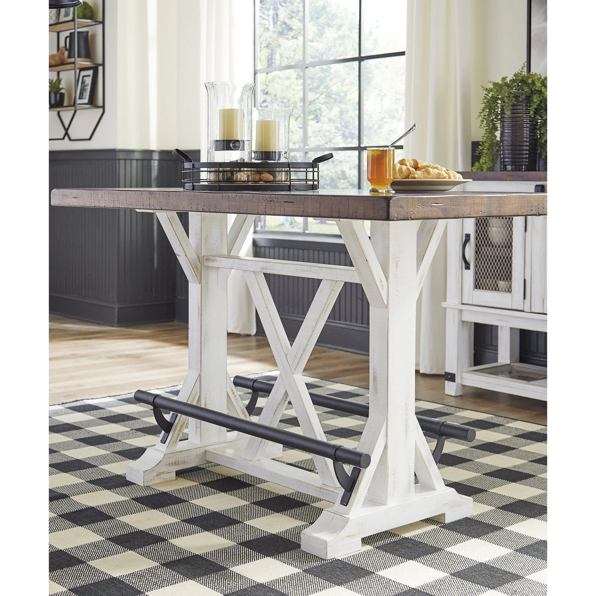 White/Brown Counter Height Dining Table V653