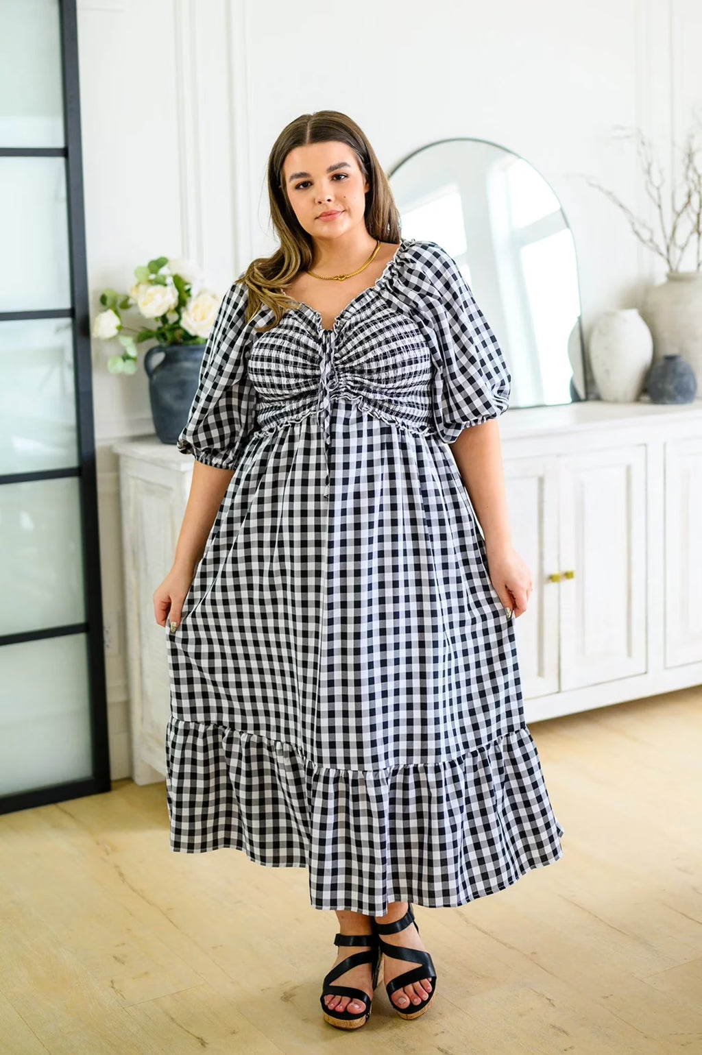 Gingham Midi Dress U76300