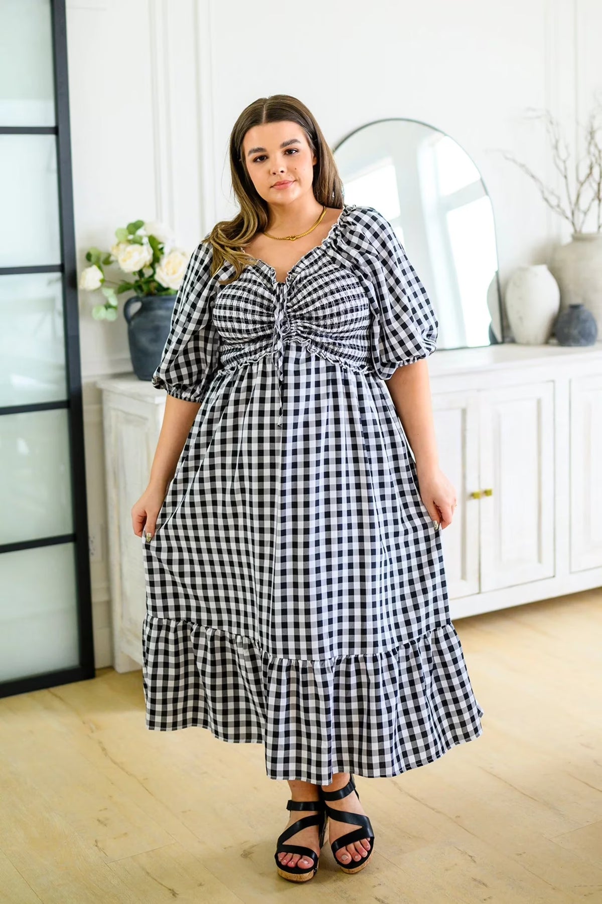 Gingham Midi Dress U76300