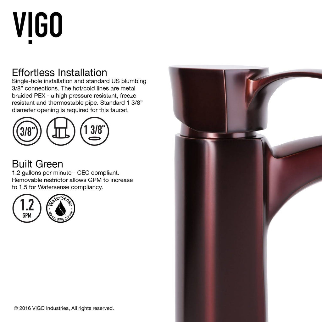 Bronze Rectangular Vessel Bathroom Sink with Faucet I5395