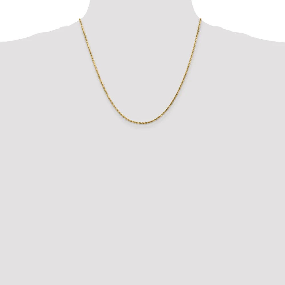 14kt Yellow Gold 20 inch Diamond-Cut Rope Chain with Lobster Clasp U58020