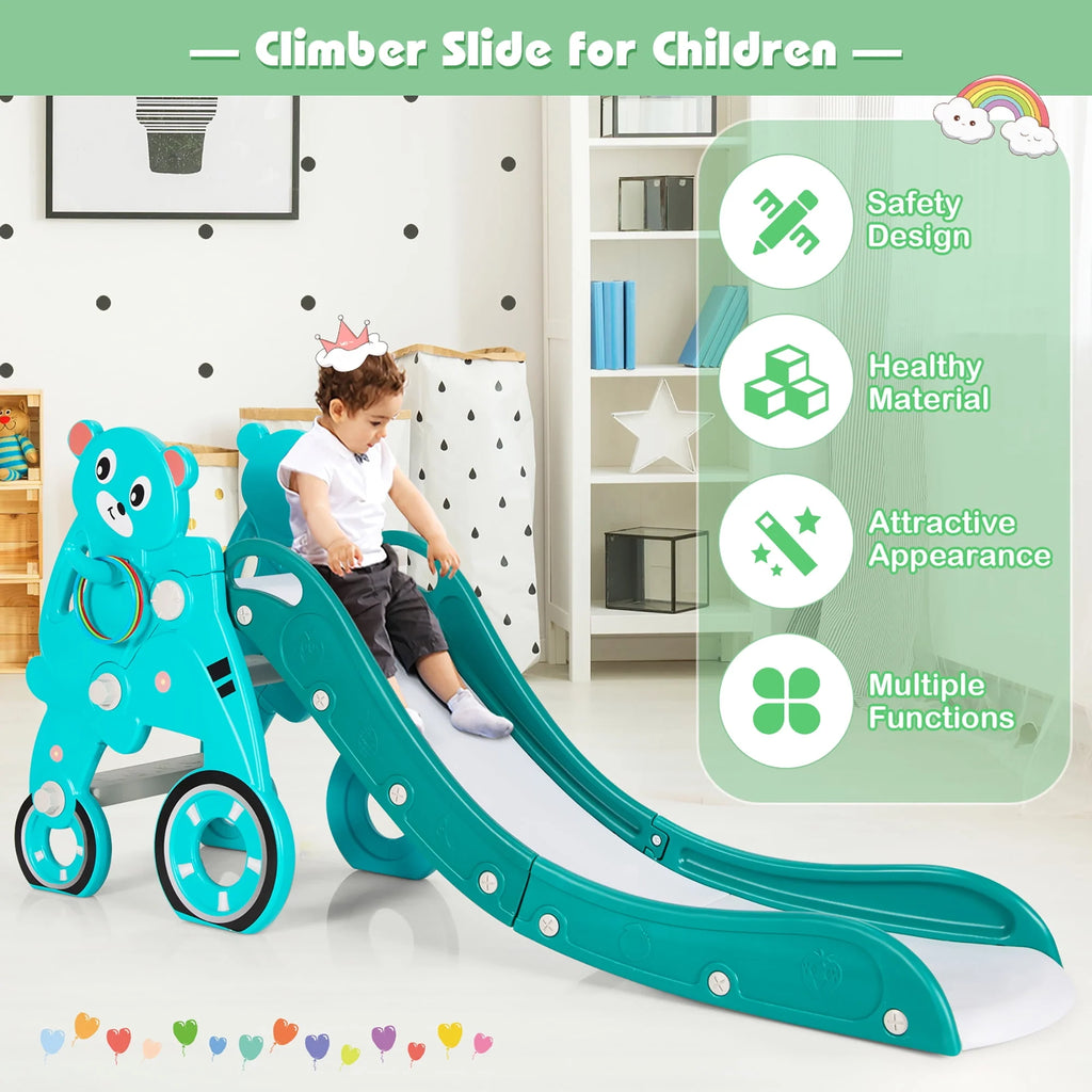 Foldable Baby Slide Toddler Climber PlaySet Pink R806987