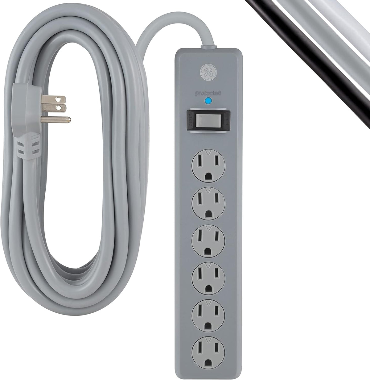 6-Outlet Surge Protector, 2 Pack, 20 Ft Extension Cord, White W57345