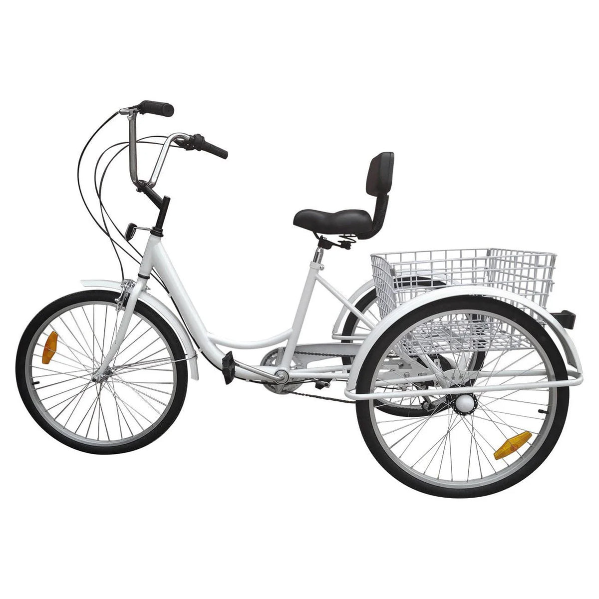 7-Speed 24 Adult 3-Wheel Tricycle with Basket White D1263