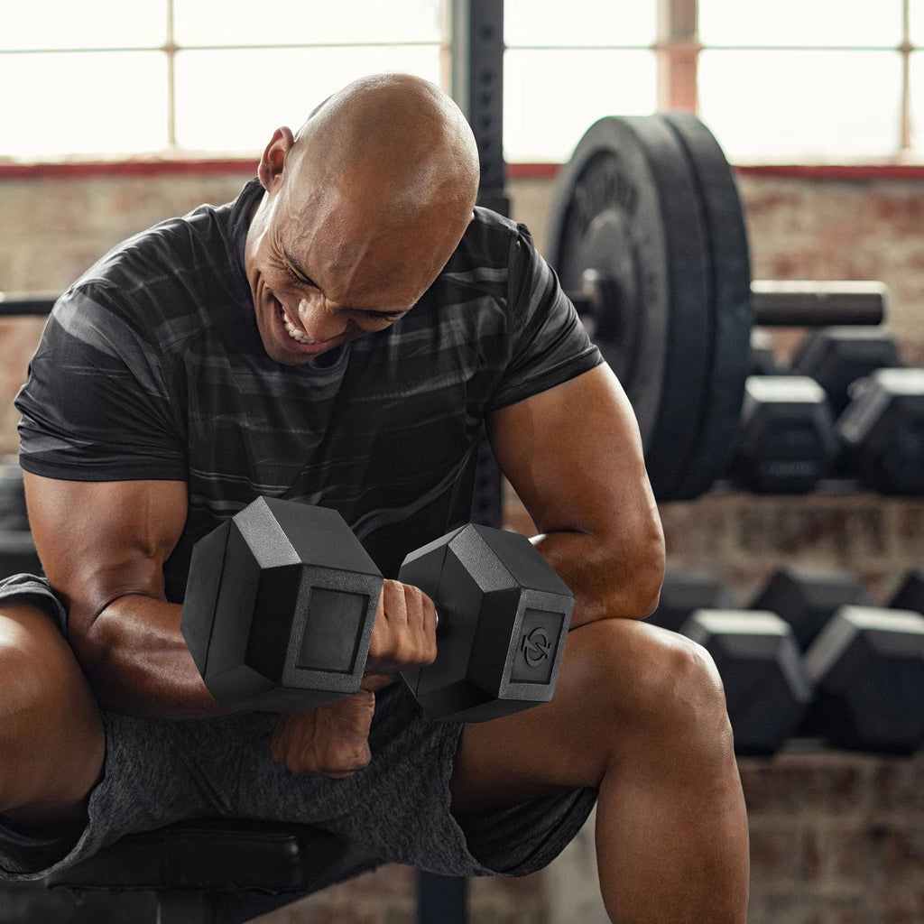 45 lb Rubber Coated Hex Dumbbell Pair B84629