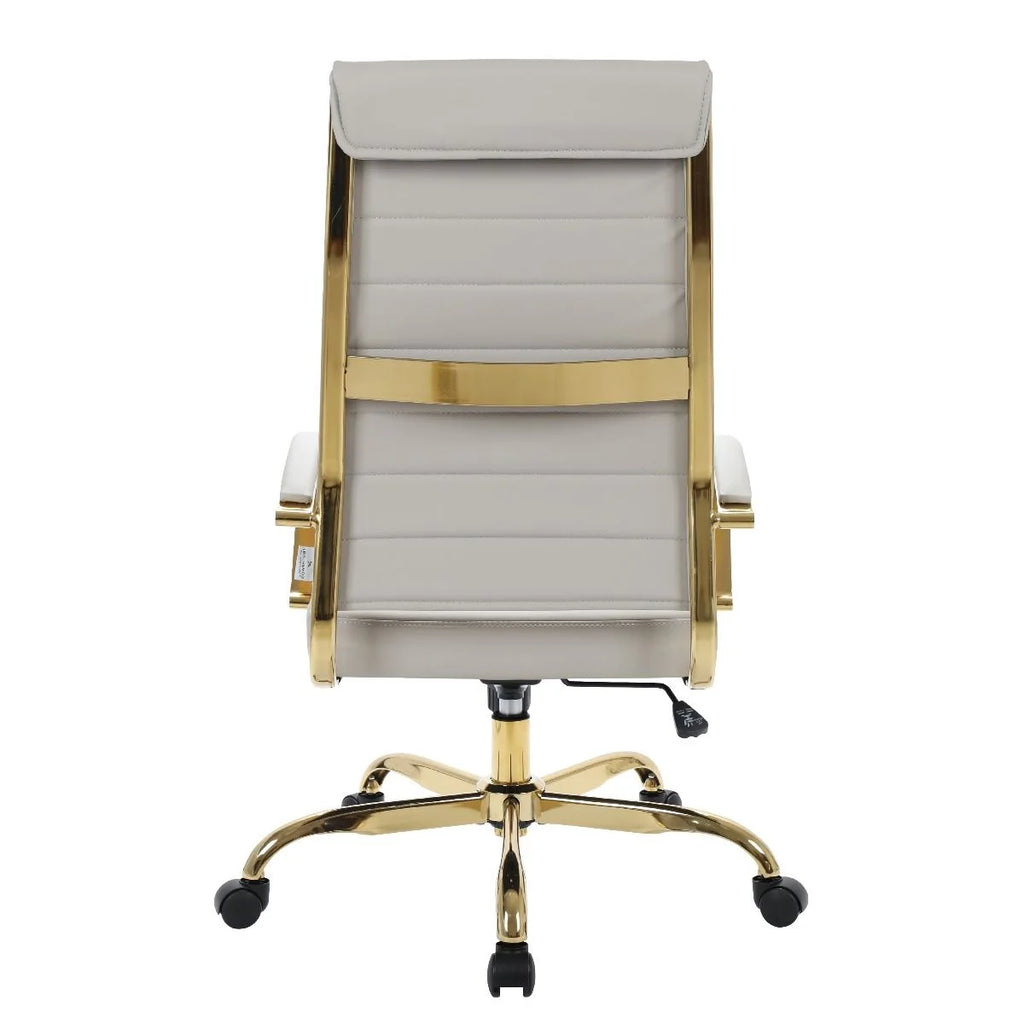 Tan Leather Swivel Office Chair with Gold Frame J763