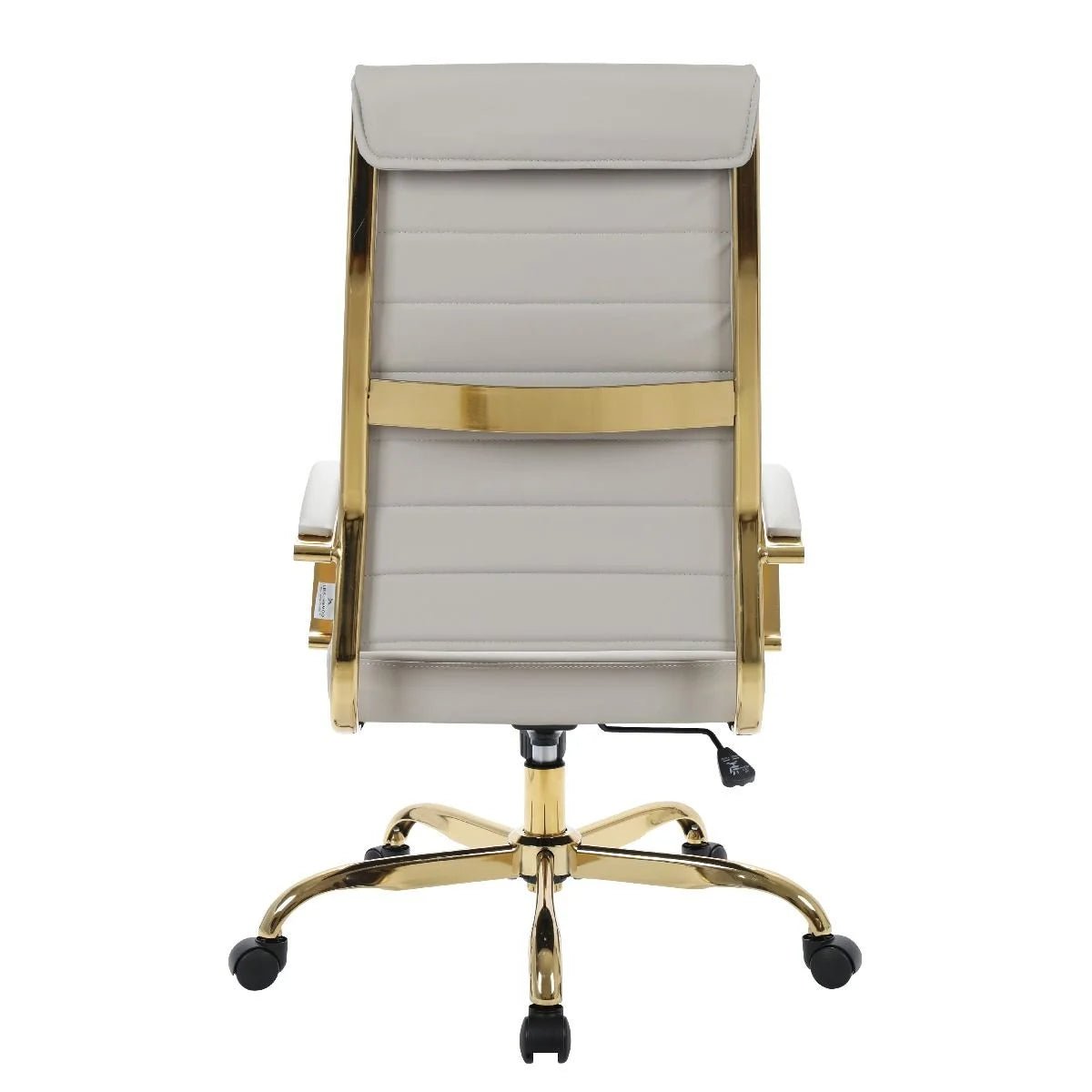 Tan Leather Swivel Office Chair with Gold Frame J763