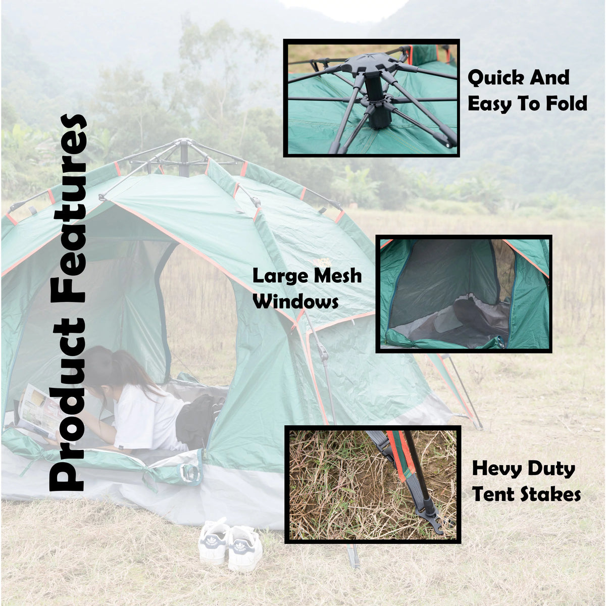 Beach Pop up Tent with 2 Windows A5468