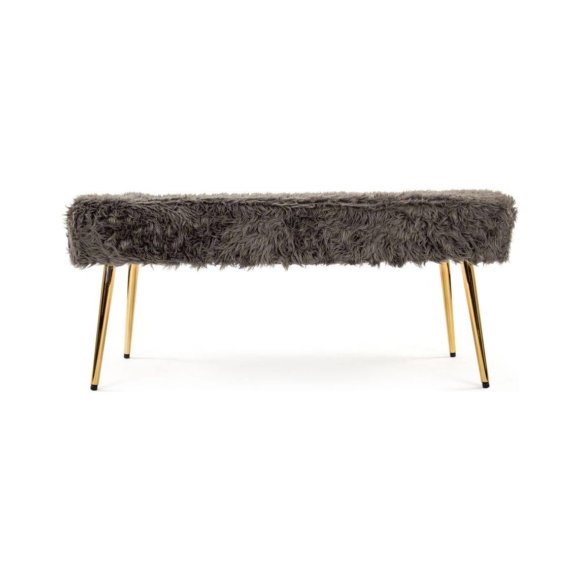 Slate Grey Faux Fur Bench E2349