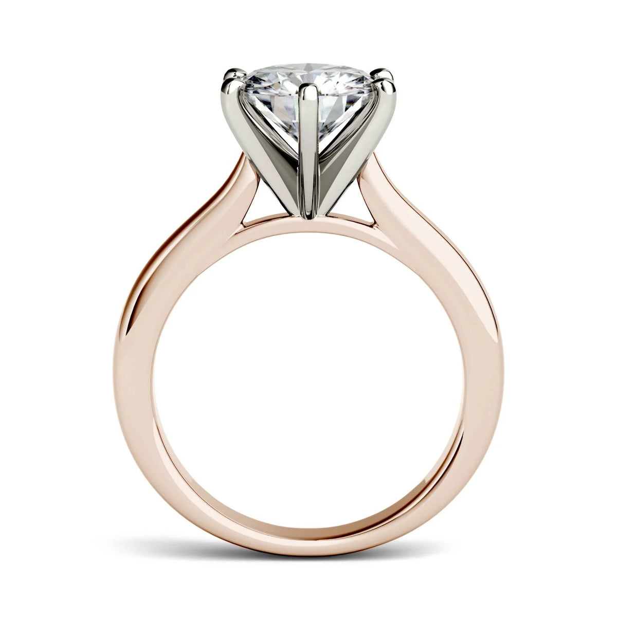 14K Rose Gold Moissanite Round Solitaire Engagement Ring 1.90 DEW G487