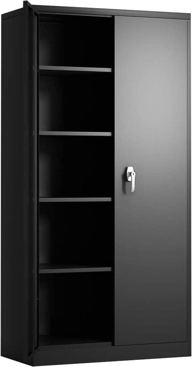 Tall Metal Storage Cabinet with 4 Adjustable Shelves J611