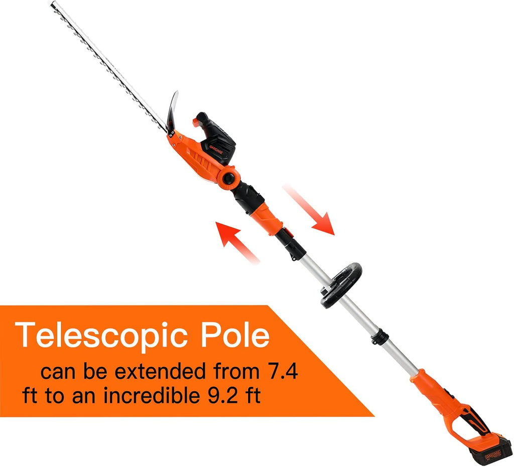 Cordless Telescopic Electric Hedge Trimmer with 20V 4.0Ah Battery and Charger O574