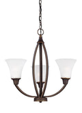 3 Light 22 inch LED Chandelier in Autumn Bronze with Satin Etched Shade U60847