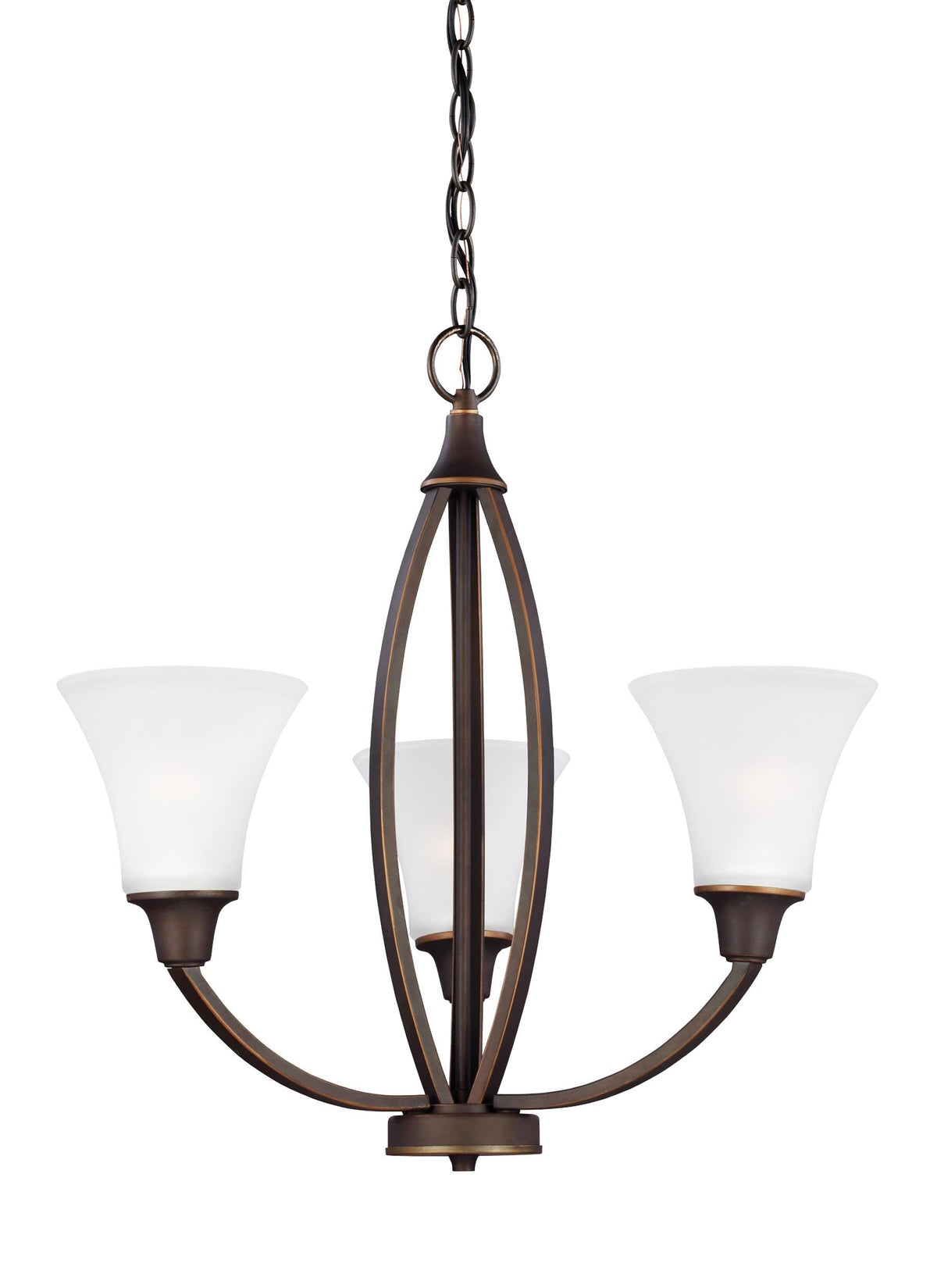 3 Light 22 inch LED Chandelier in Autumn Bronze with Satin Etched Shade U60847