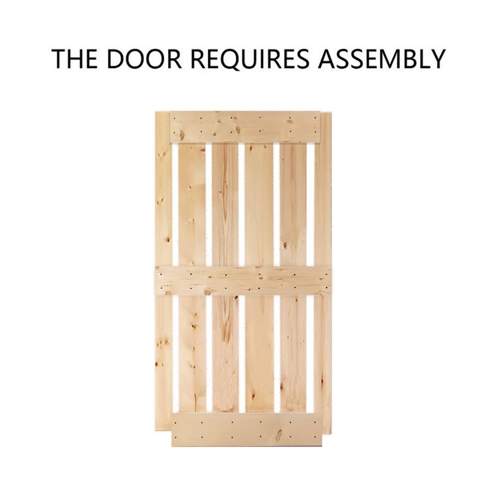 Unfinished 2 Panel Solid Knotty Pine Wood Barn Door 42 x 84 M8172