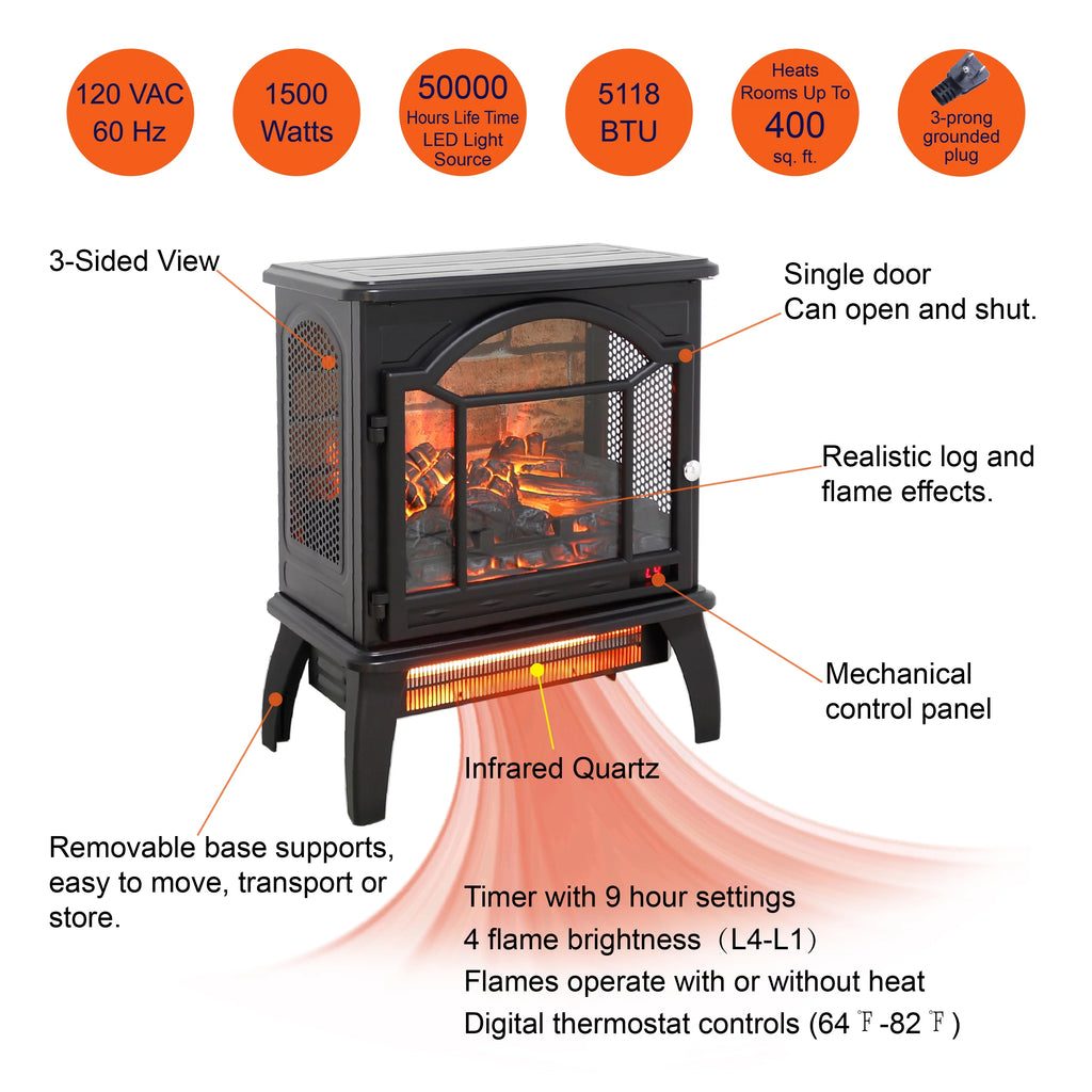 18 Inch 3D Infrared Electric Stove with Remote Control L474