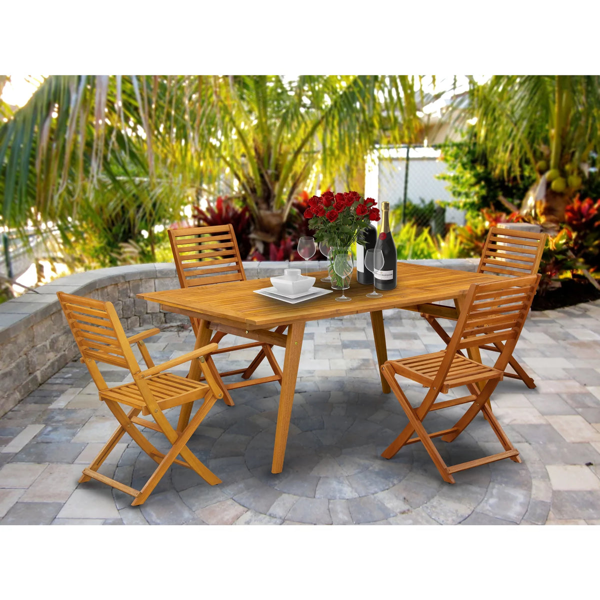 5-piece Wood Outdoor Dining Set A5444