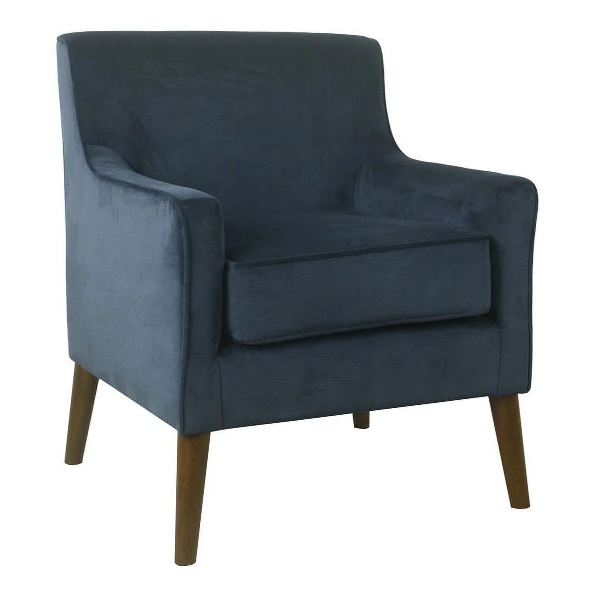 Modern Wood and Velvet Accent Chair in Blue J71205